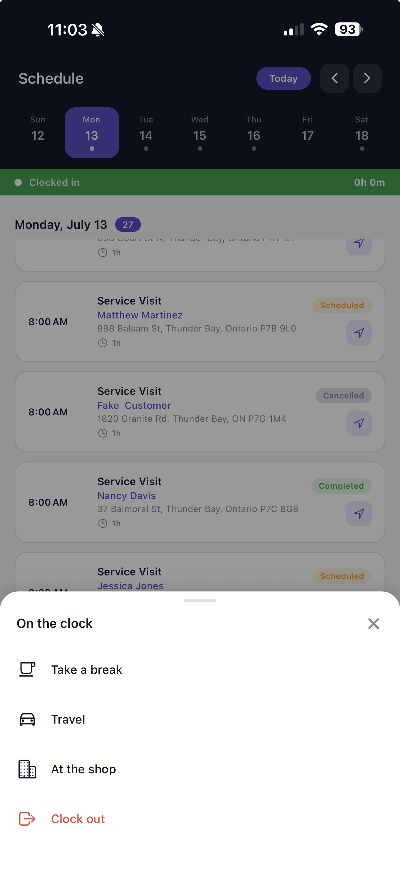 2. Clock in, and account for the whole day